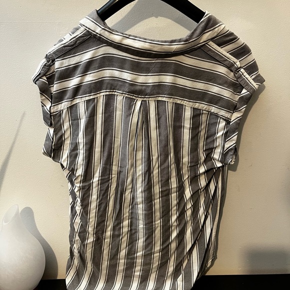 Dynamite Striped Short Sleeve Button Up Blouse - Picture 4 of 5